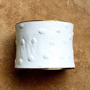 Handmade Embossed Leather Raw Brass Bracelet